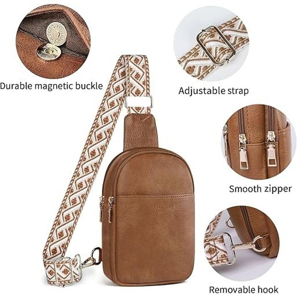 Anti Theft Crossbody Sling Bag for Trendy, Small Vegan Leather Cross body Fan... - Picture 4 of 5